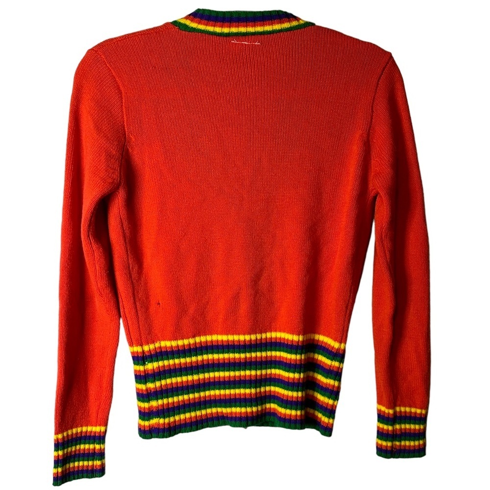 Vintage Starlight Trading Inc Rainbow Striped Button Cardigan 100% Acrylic Korea - Picture 9 of 14
